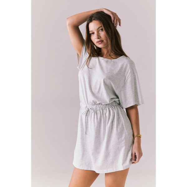 Taffetas Wave Drawstring Dress