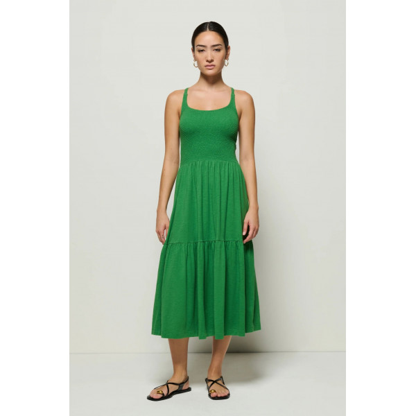 Flash Smocked Midi Dress