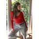 Pattern V-Neck Long Sleeve