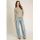 Mist Vibe Boat Neck Sweater Rib Long Sleeve
